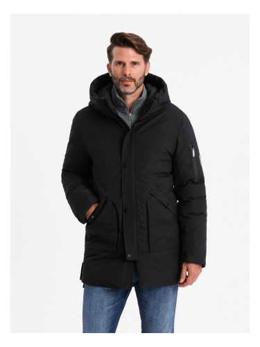 Ombre Men's long seasonal outdoor style jacket - black