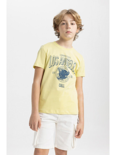 DEFACTO Boy's Crew Neck Printed Short Sleeve T-Shirt