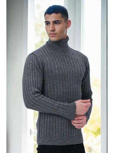 19295 Dewberry Turtleneck Mens Sweater-DARK GREY