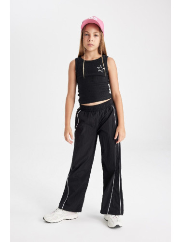 DEFACTO Girls Wide Leg Wide Leg Elastic Waist Black Trousers