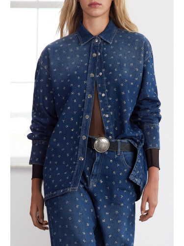 Trendyol Limited Edition Blue Jewelled Oversize Denim Jacket