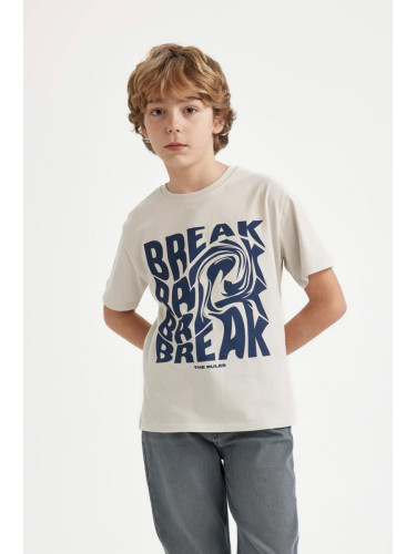 DEFACTO Boys' Crew Neck Printed Short Sleeve T-Shirt