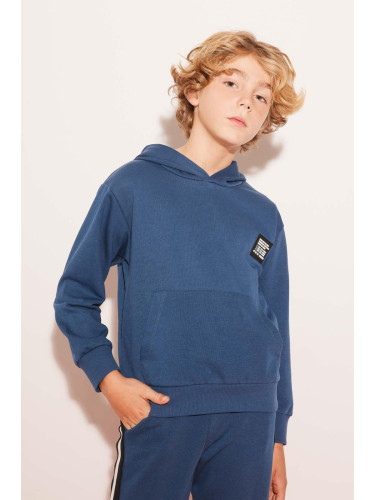 DEFACTO Boy Oversize Fit Wide Pattern Hooded Sweatshirt