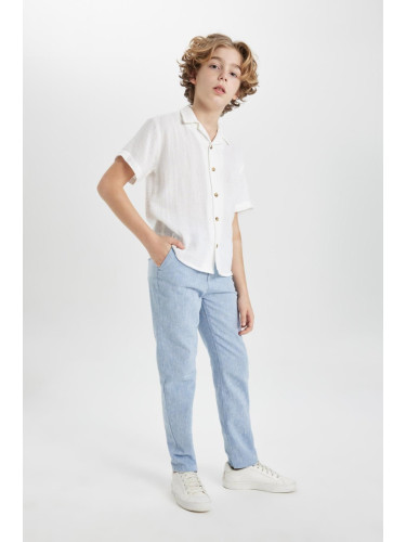 DEFACTO Boy's Standard Leg Linen Blended Trousers