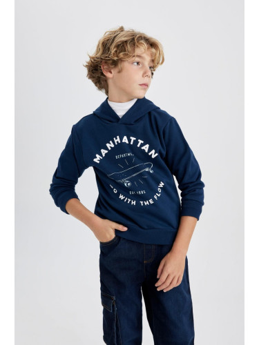 DEFACTO Boy Printed Hooded Thick Sweatshirt