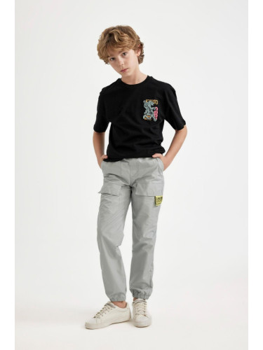 DEFACTO Boys Cargo Pocket Waist Tie Elastic Leg Jogger Parachute Pants