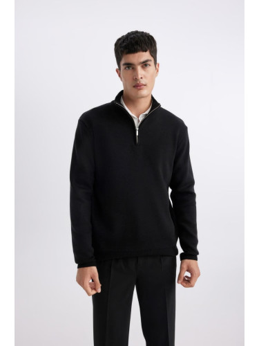 DEFACTO Standard Fit High Neck Zippered Sweater