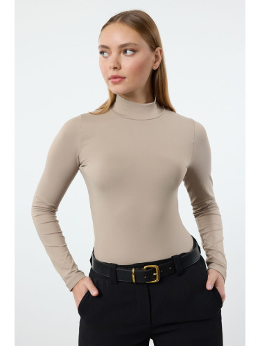 Trendyol Mink Polimaid Turtleneck Slim/Fits the Body Regular Knitted Blouse