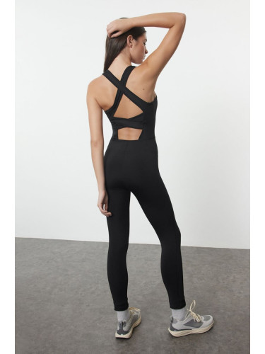 Trendyol Black Matte Fabric Back Detailed Knitted Sports Overalls