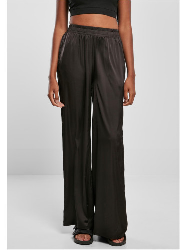 Women's satin wide trousers black