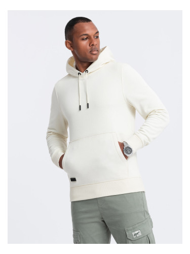 Ombre Men's BASIC cotton kangaroo hooded sweatshirt - cream