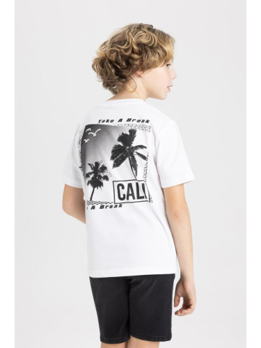 DEFACTO Boys' Crew Neck Printed Short Sleeve T-Shirt