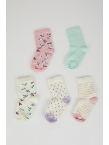 DEFACTO Baby Girl Seamless 5-Piece Cotton Long Socks