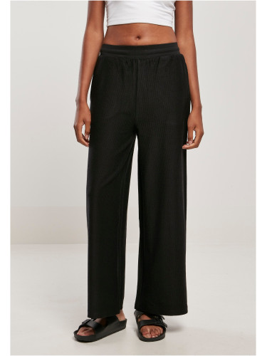 Women's terry trousers with straight rib black