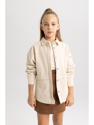 DEFACTO Girl's Gabardine Long Sleeve Shirt