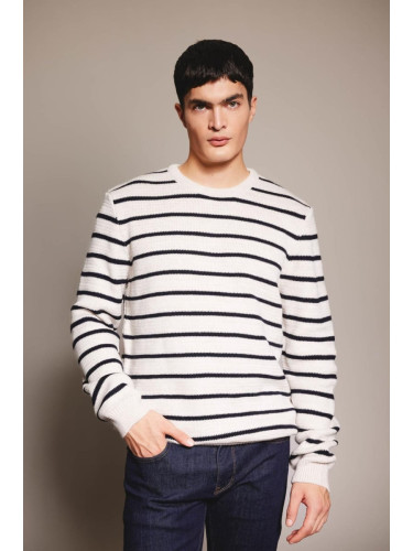 DEFACTO Standard Fit Regular Cut Striped Crew Neck Knitwear Sweater