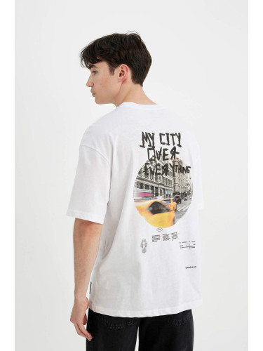 DEFACTO Comfort Fit Crew Neck Printed T-Shirt