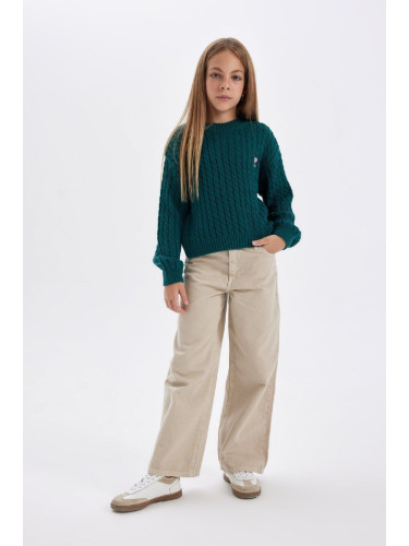 DEFACTO Girl's Wide Leg Wide Leg Cotton Trousers