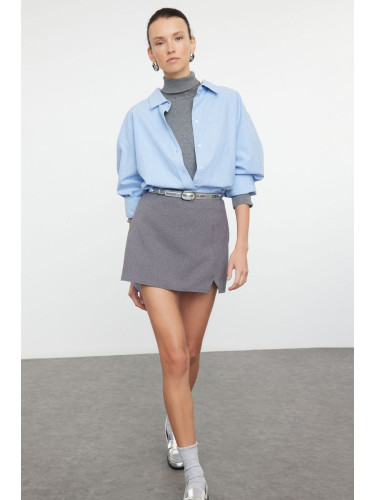 Trendyol Gray Mini Slit Detailed Woven Shorts Skirt