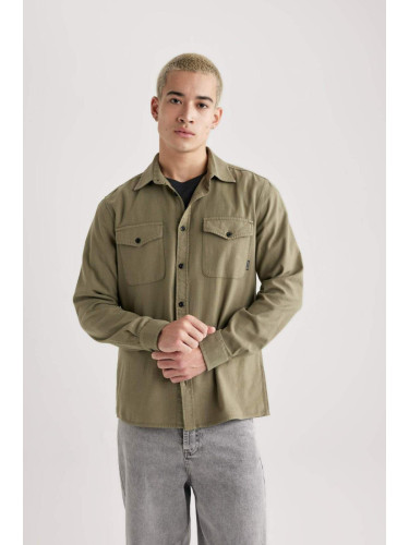 DEFACTO Regular Fit Cotton Long Sleeve Shirt Jacket