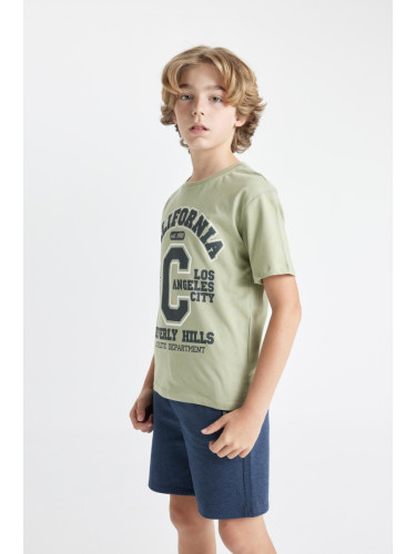 DEFACTO Boy's Crew Neck Printed Short Sleeve T-Shirt