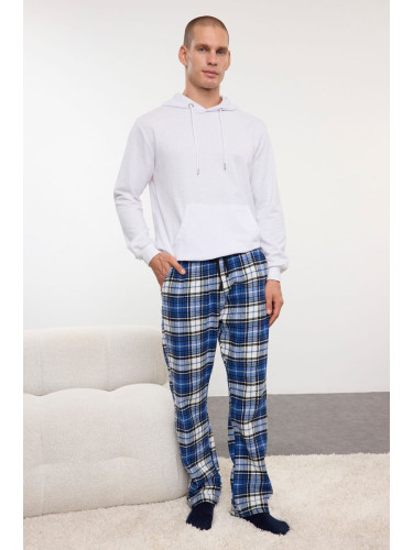 Trendyol Men's Blue Plaid Regular Fit Lumberjack Woven Pajama Bottoms