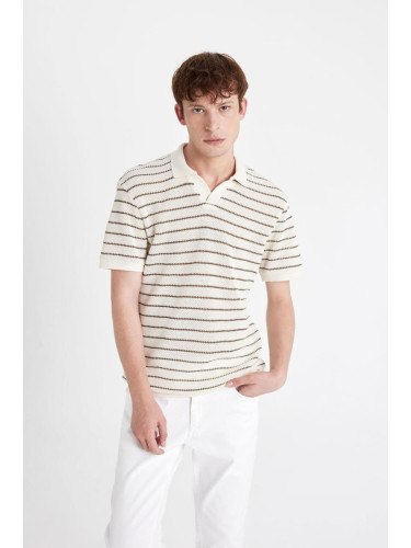 DEFACTO Regular Fit Striped Short Sleeve Knitwear Polo T-Shirt