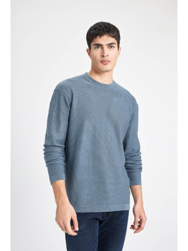 DEFACTO Dark Blue Standard Fit Regular Cut Crew Neck Knitwear Sweater