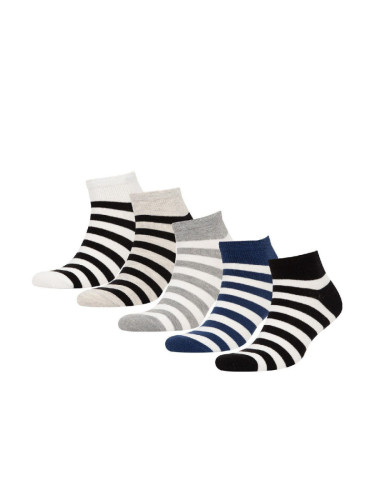 DEFACTO Men's 5-Piece Cotton Striped Booties Socks