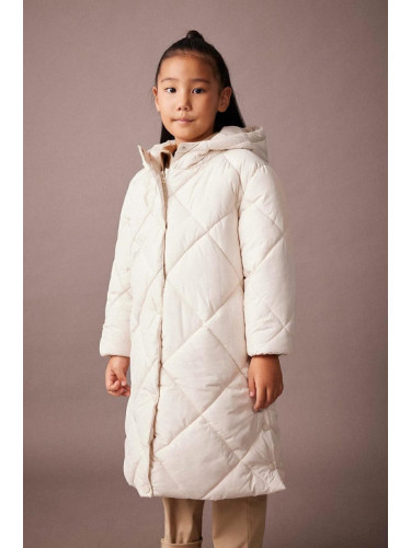 DEFACTO Girl's Water Repellent Hooded Quilted Long Coat