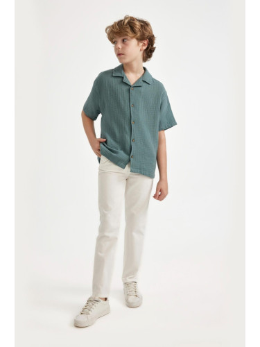 DEFACTO Boys' Standard Cuff Linen Look Trousers