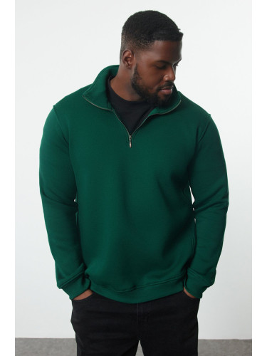 Trendyol Green Plus Size Regular/Normal CutZipped Inside Polar Fleece Sweatshirt