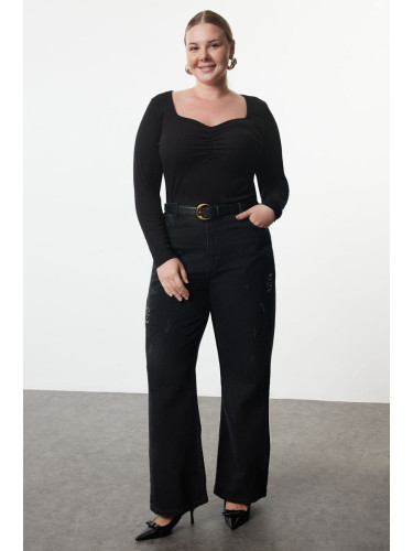 Trendyol Curve Black Camisole Knitted Plus Size Blouse