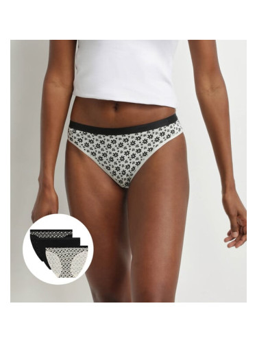 DIM LES POCKETS COTTON BOXER 3x - Women's Cotton Panties 3 pcs - Black - White