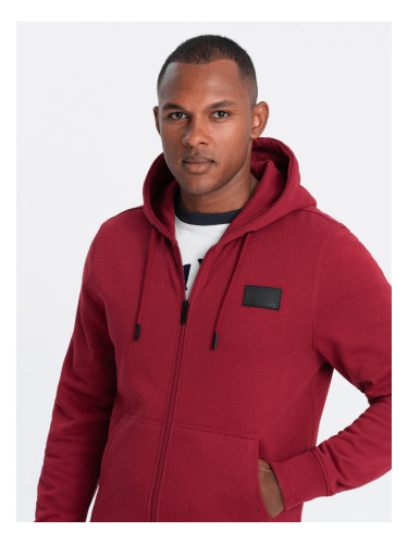 Ombre Unzipped men's sweatshirt with hood and patch - red