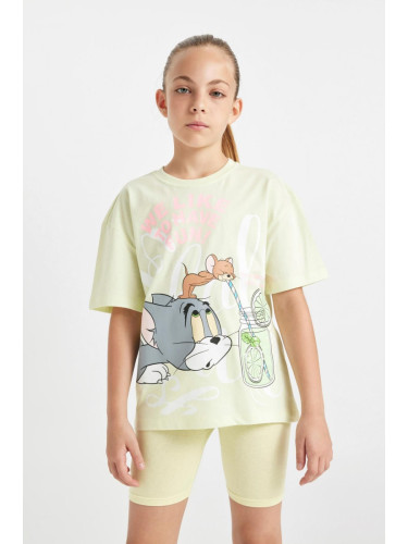 DEFACTO Girls Tom & Jerry Relax Fit Crew Neck Short Sleeve T-Shirt