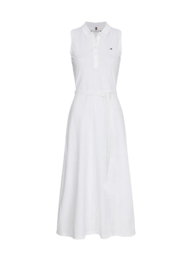 Tommy Hilfiger Dress - FIT & FLARE MIDI POLO DRESS NS white