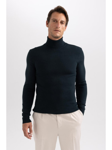 DEFACTO Dark Green Slim Fit Slim Fit Turtleneck Knitwear Sweater