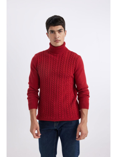 DEFACTO Standard Fit Patterned Turtleneck Sweater