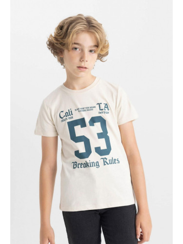 DEFACTO Boy's Crew Neck Printed Short Sleeve T-Shirt