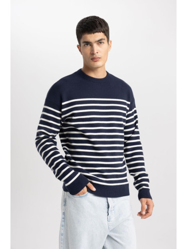 DEFACTO Relax Fit Striped Crew Neck Sweater