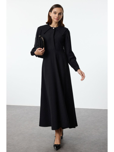 Trendyol Black Baby Collar Button Detailed Woven Dress