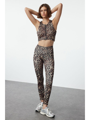 Trendyol Multicolored Leopard Patterned Full Length Knitted Sports Leggings