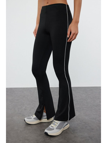 Trendyol Black Leg Yoga Knitted Sports Tights with Piping and Zipper Detail