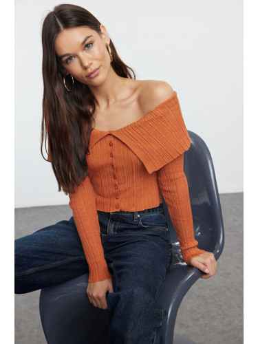 Trendyol Orange Crop Premium Yarn/Special Yarn Knitwear Cardigan