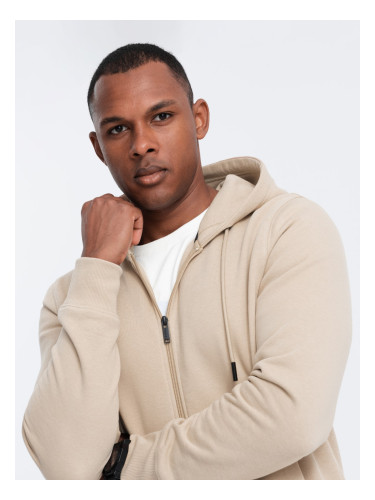 Ombre Men's unbuttoned cotton BASIC sweatshirt - beige