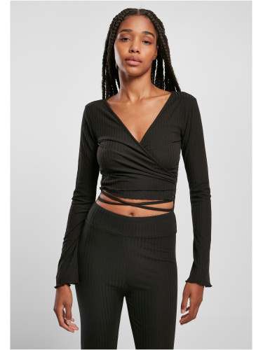 Women's Long Sleeve Cropped Rib Wrapped