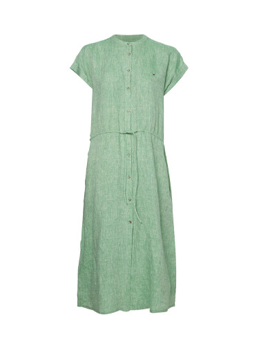 Tommy Hilfiger Dress - LINEN MIDI SHIRT DRESS SS green