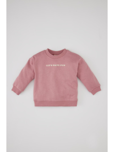 DEFACTO Baby Girl Crew Neck Printed Basic Sweatshirt