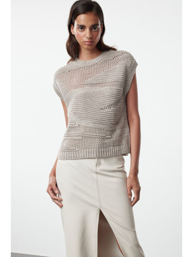 Trendyol Stone Crew Neck Knitted Sweater